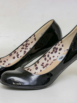 Black Rounded Front Medium Heel Shoes